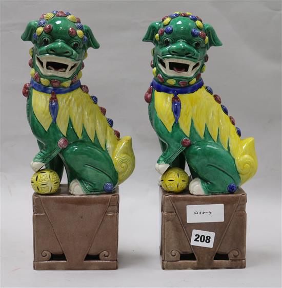 A pair of Chinese porcelain shishi 35cm.